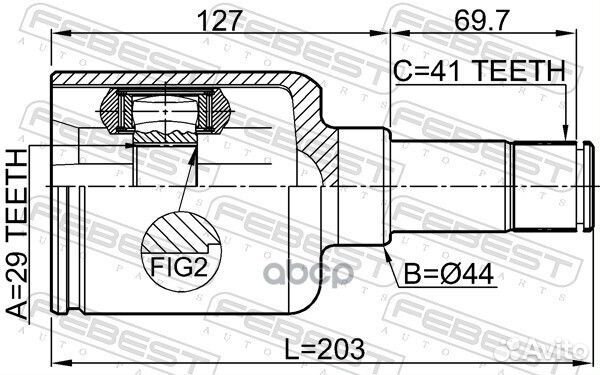 Шрус внутренний левый 29x44x41 ford explorer TU