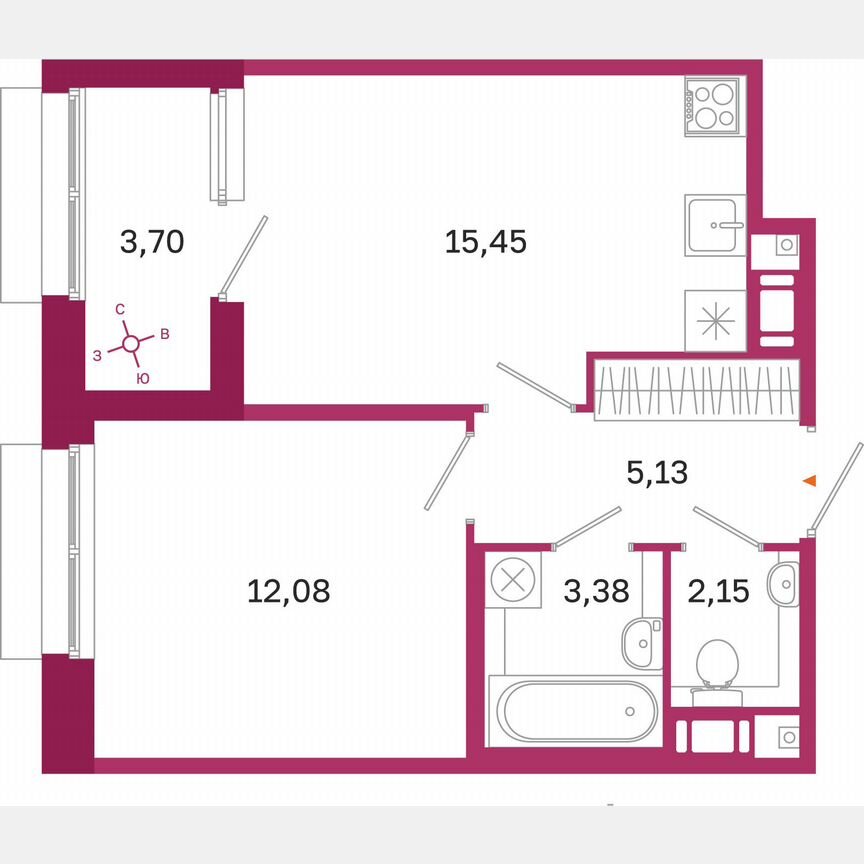 1-к. квартира, 40 м², 10/10 эт.