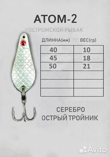 Атом - 2 блесна дальнобой жерех - щука - окунь