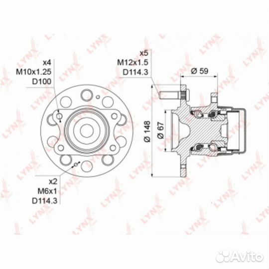Lynxauto WH-1207 Ступица колеса зад прав/лев