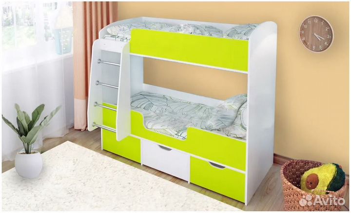 Кроватка 2 яруса с ящиками (высота 145 см)