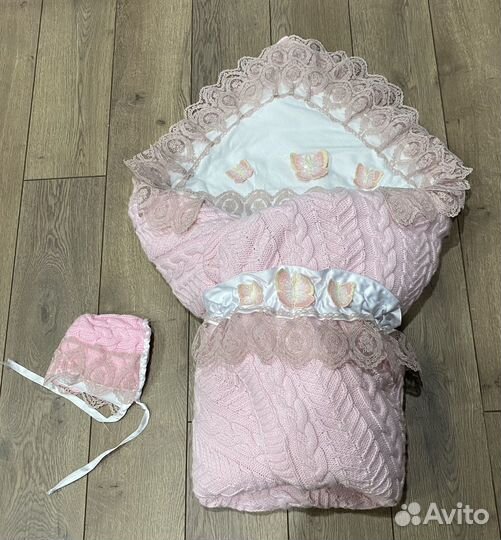 Конверт на выписку для девочки, плед