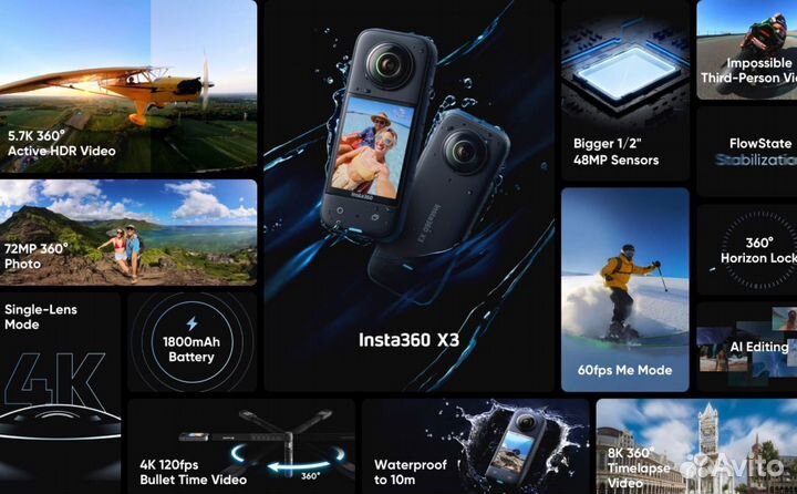 Экшн-камера insta360 X3 прокат / аренда инста360