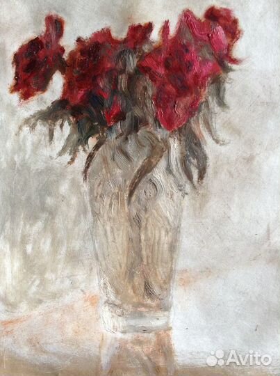 Картина масло цветы натюрморт