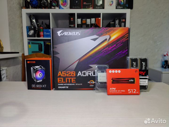 Комплект Ryzen 5 3600+A520 aorus+16gb ddr4+512gm.2