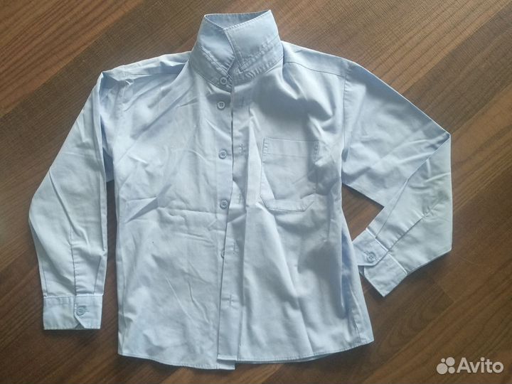 Рубашка голубая на мальчика, 122-128
