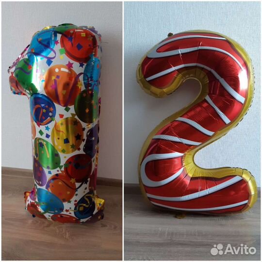 Шар цифра 1 и 2 на детский день рождения