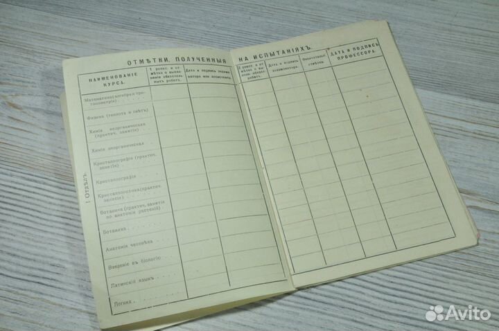 Дореволюционная женская зачетная книжка Матрикул