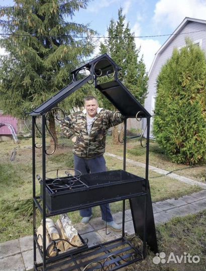 Мангал с печью под казан