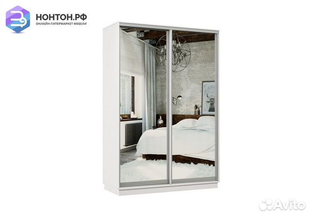 Шкаф-купе двухдверный Альфа белый
