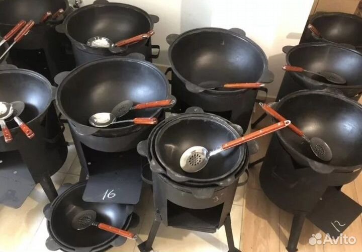 Комплект печь+казан 6-22л 2мм сталь с дверцей