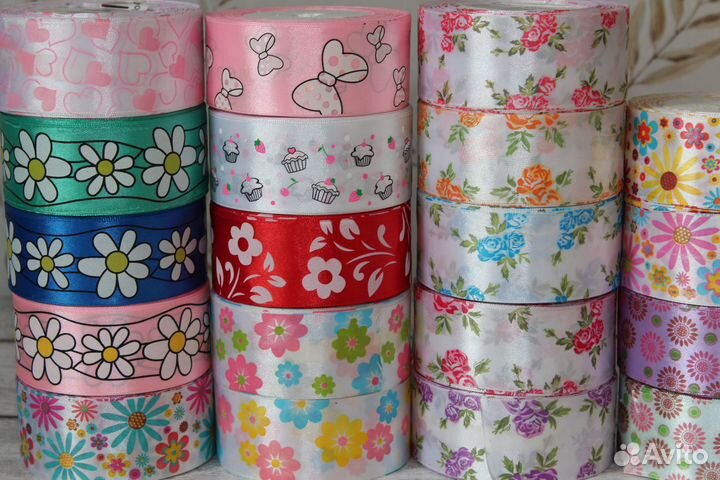 Атласная лента с рисунком 40мм