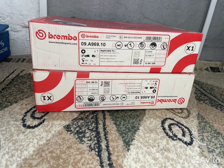 Тормозной диск передний brembo 09.A969.10 для Opel