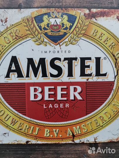 Декор на стену ретро табличка Amstel Beer