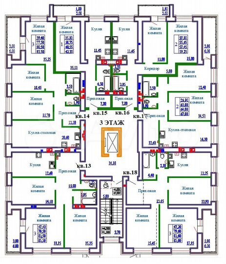 2-к. квартира, 67 м², 3/9 эт.