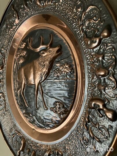 Панно настенное, картина, тарелка медная чеканка