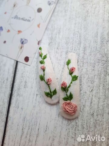 Заколки для волос с вышивкой ручная работа