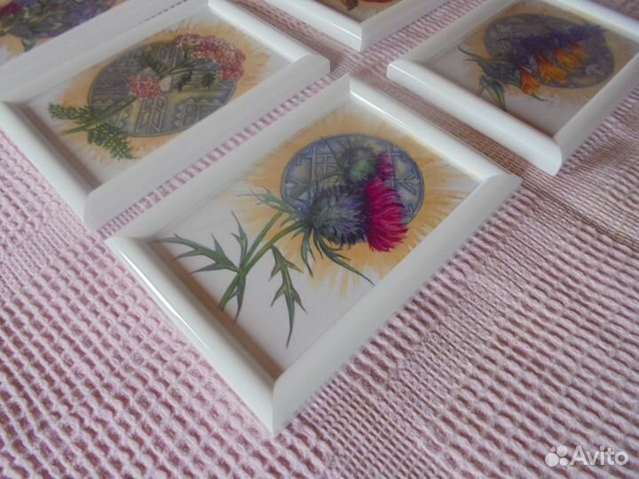 Панно 12х17 Травник белая рамка со стеклом 1 шт