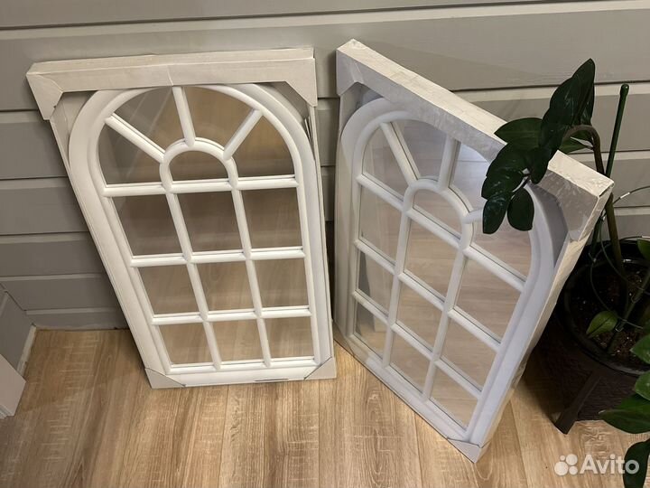 Зеркало арочное окно 2 шт белое 71*38 см