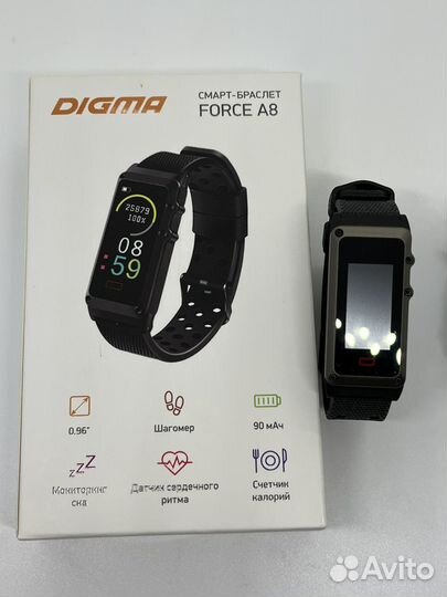 Умный фитнес браслет digma Force A8, черный новый