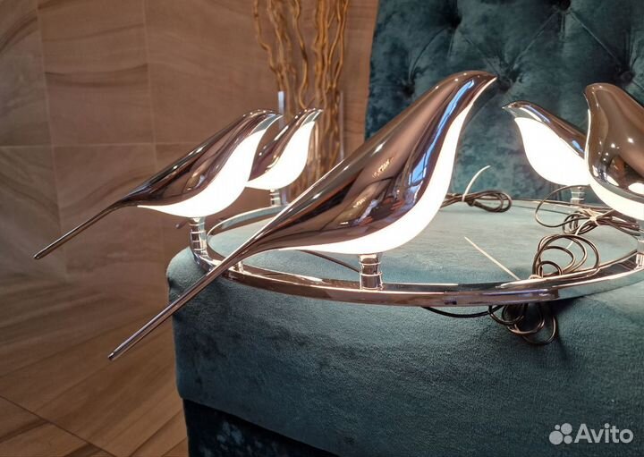 Люстра, светильник хром птички Nomi