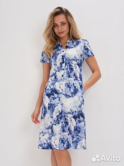 Льняное платье с принтом