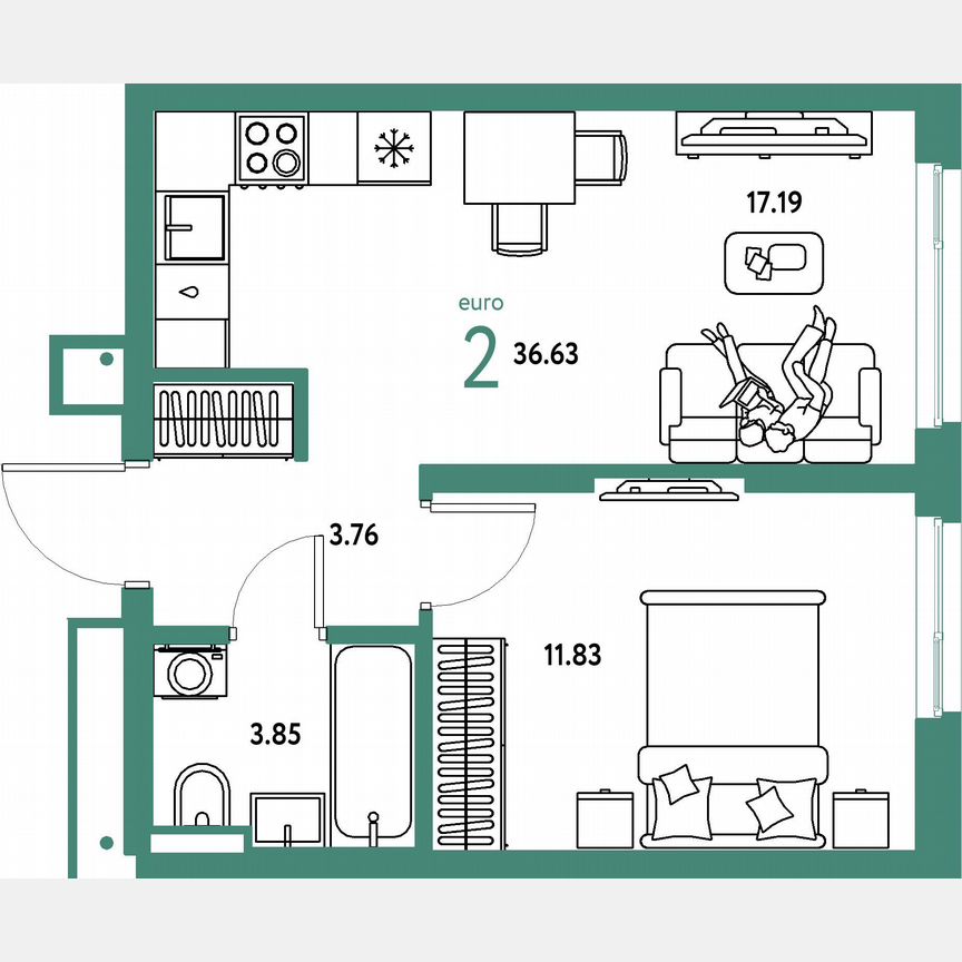 1-к. квартира, 36,6 м², 16/23 эт.