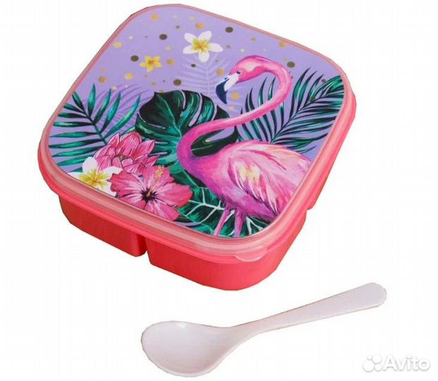 Ланч бокс с ложкой Фламинго 400 мл