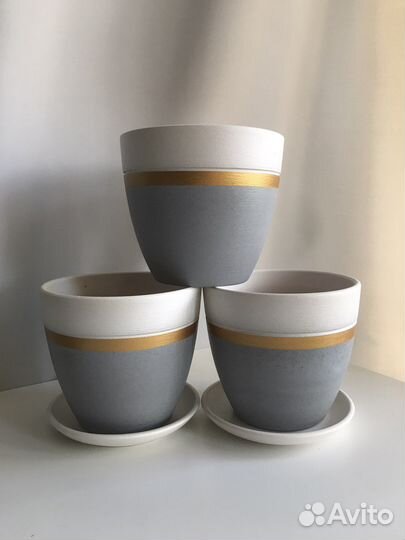 Горшок керамический для растений серый Икеа IKEA
