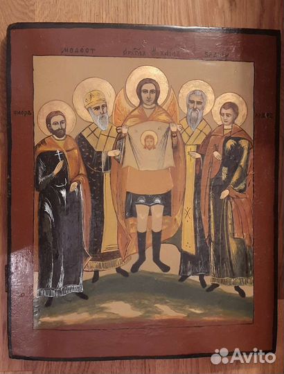 Большая старинная икона Собор Архангела Михаила
