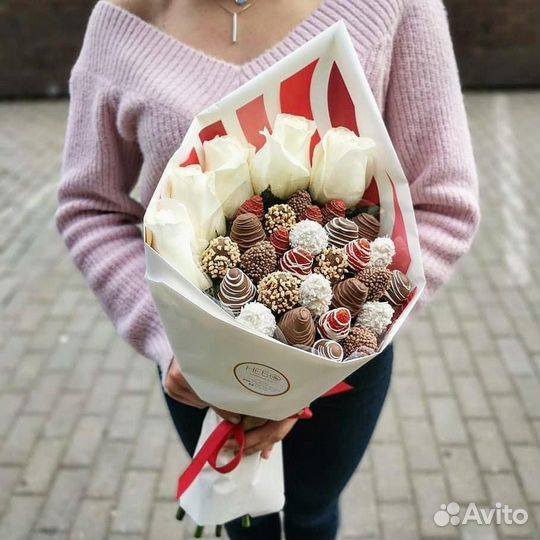 Клубника в шоколаде, Букеты с клубникой