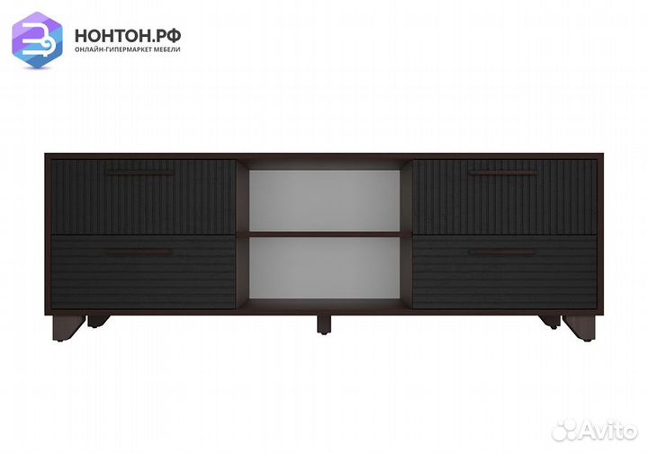 Тв-тумба с нишей Копенгаген венге / черный матовый