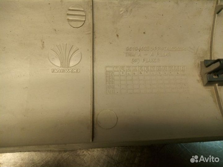 Обшивка стойки передняя левая Daewoo Leganza klav