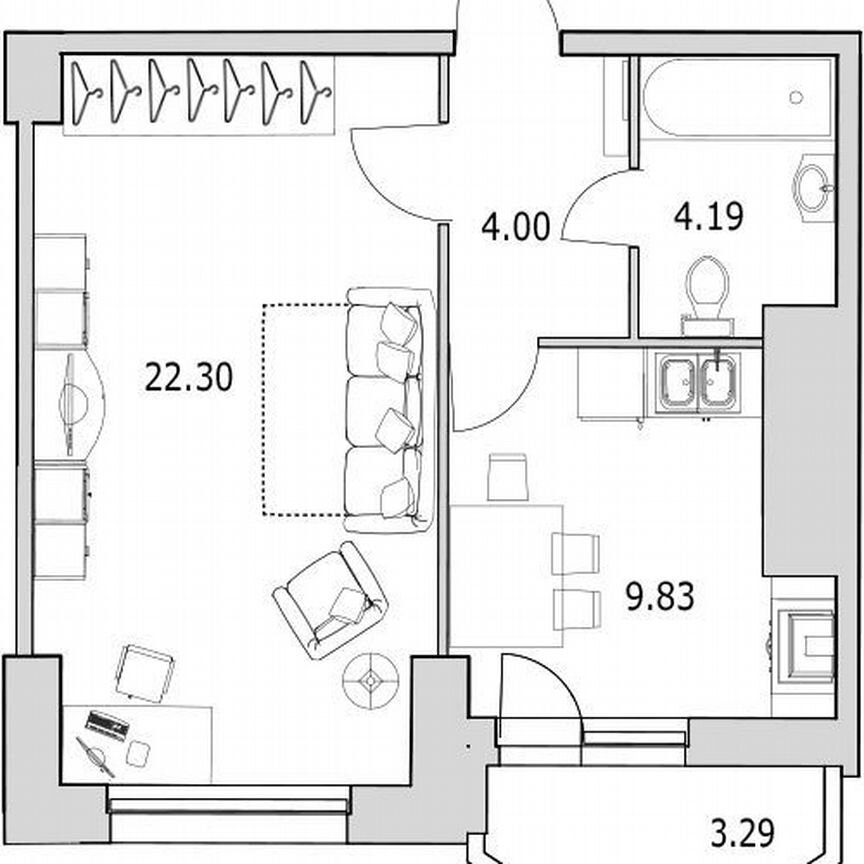 1-к. квартира, 43,6 м², 10/25 эт.