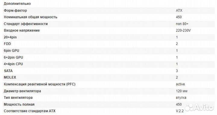 Блок питания FSP Group ATX-450PNR 450W