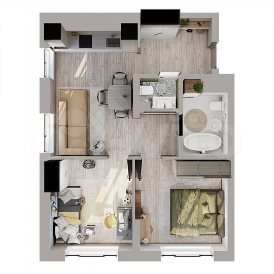 2-к. квартира, 53,5 м², 13/25 эт.