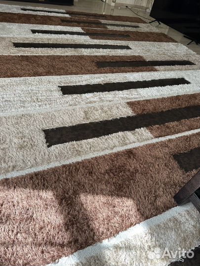 Стильный Ковер с кожаными вставками 300см на 400см