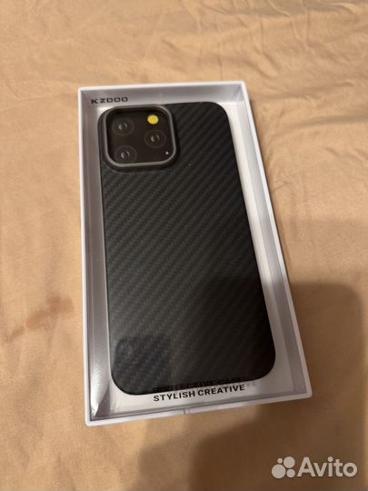 Kzdoo iPhone 15 pro max чехол карбон