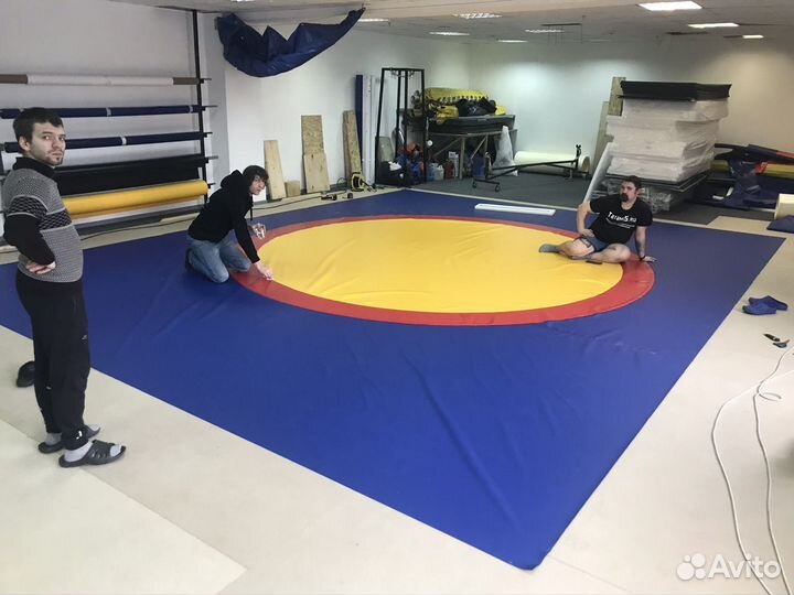 Борцовский ковёр 9*9 м трехцветный, карманы