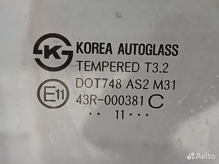 Стекло двери заднее правое Хендай Солярис Hyundai