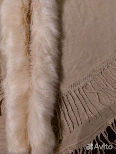 Платок шаль новый зимний с мехом