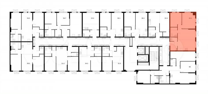 3-к. квартира, 60,1 м², 15/15 эт.