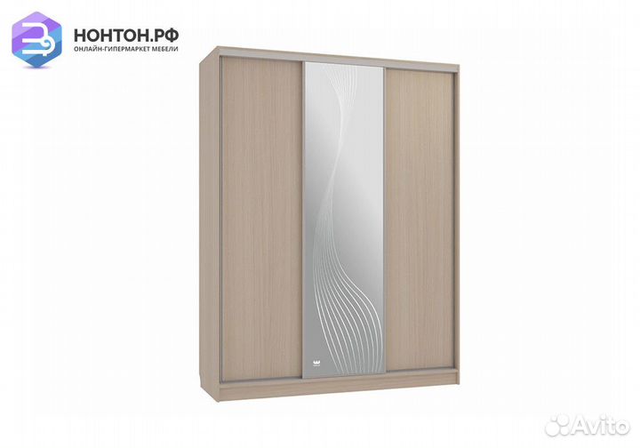 Шкаф-купе Бассо 1-600 волны 1 дуб млечный