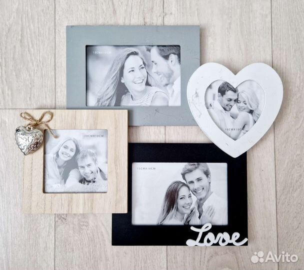 Новая деревянная фоторамка на 4 фото Красный куб