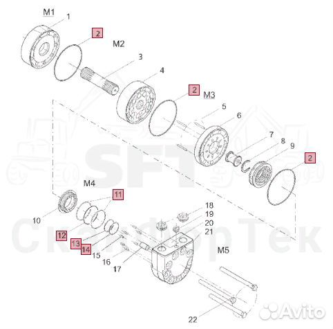 5065908 ремкомплект гидромотора Komatsu C144