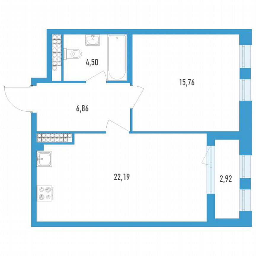 1-к. квартира, 50 м², 18/23 эт.