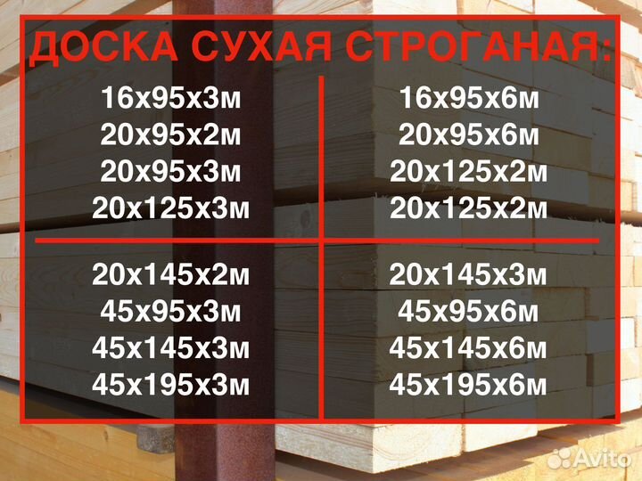 Доска сухая, 16х95х3000,ав. От 1 шт