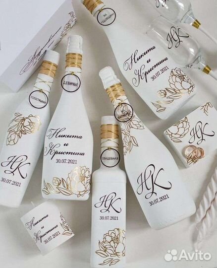 Наклейки на свадебные бутылки,подвески, медальоны