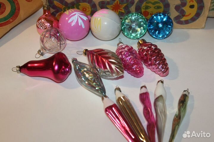 2 коробки ёлочных игрушек СССР