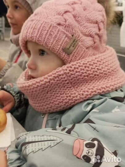 Комплект шапка, снуд и варежки